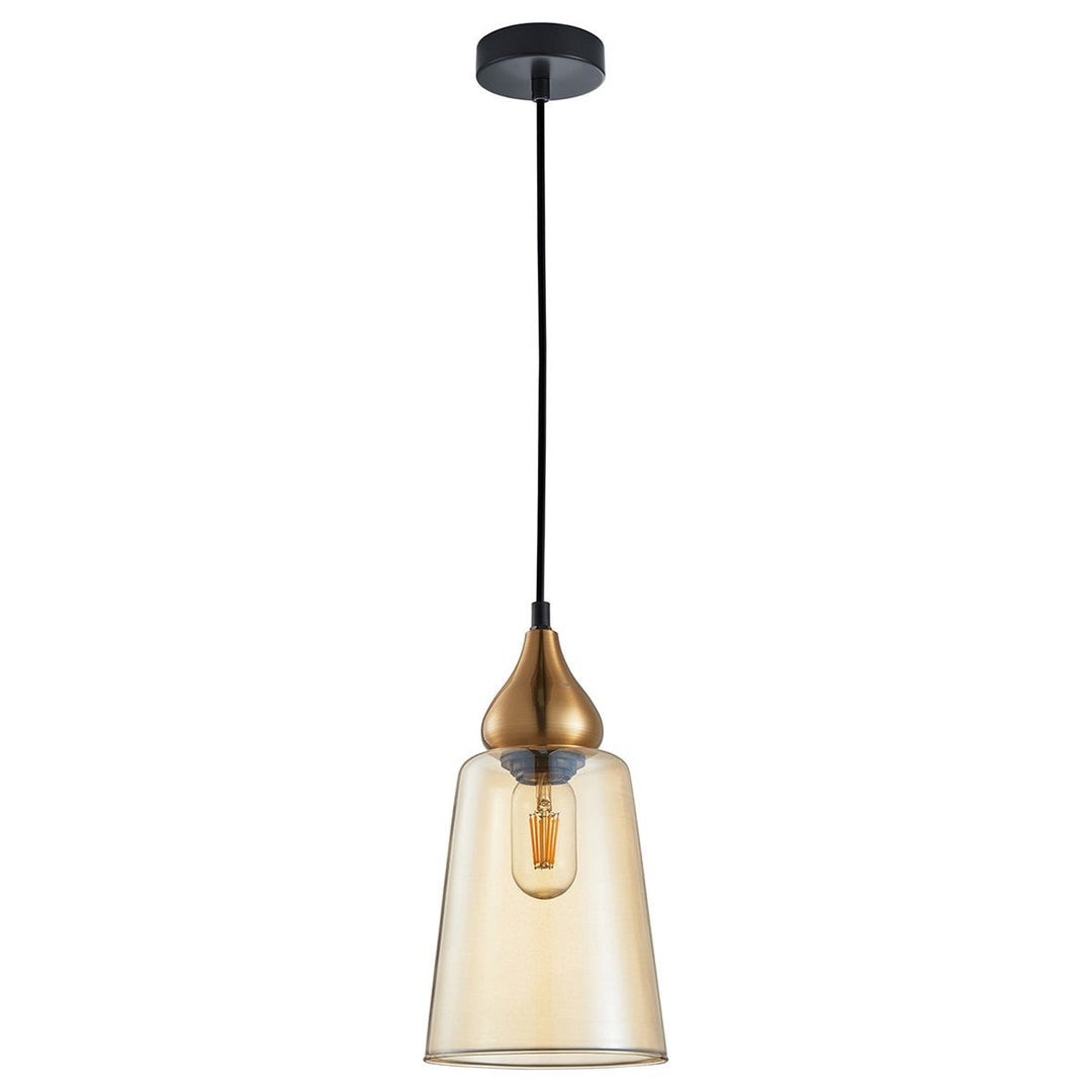 Jerez Glass & Iron Pendant Light, Bronze / Amber