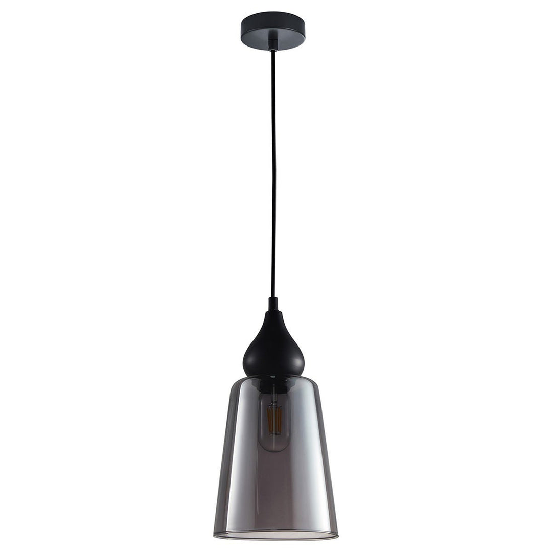 Jerez Glass & Iron Pendant Light, Black / Smoke