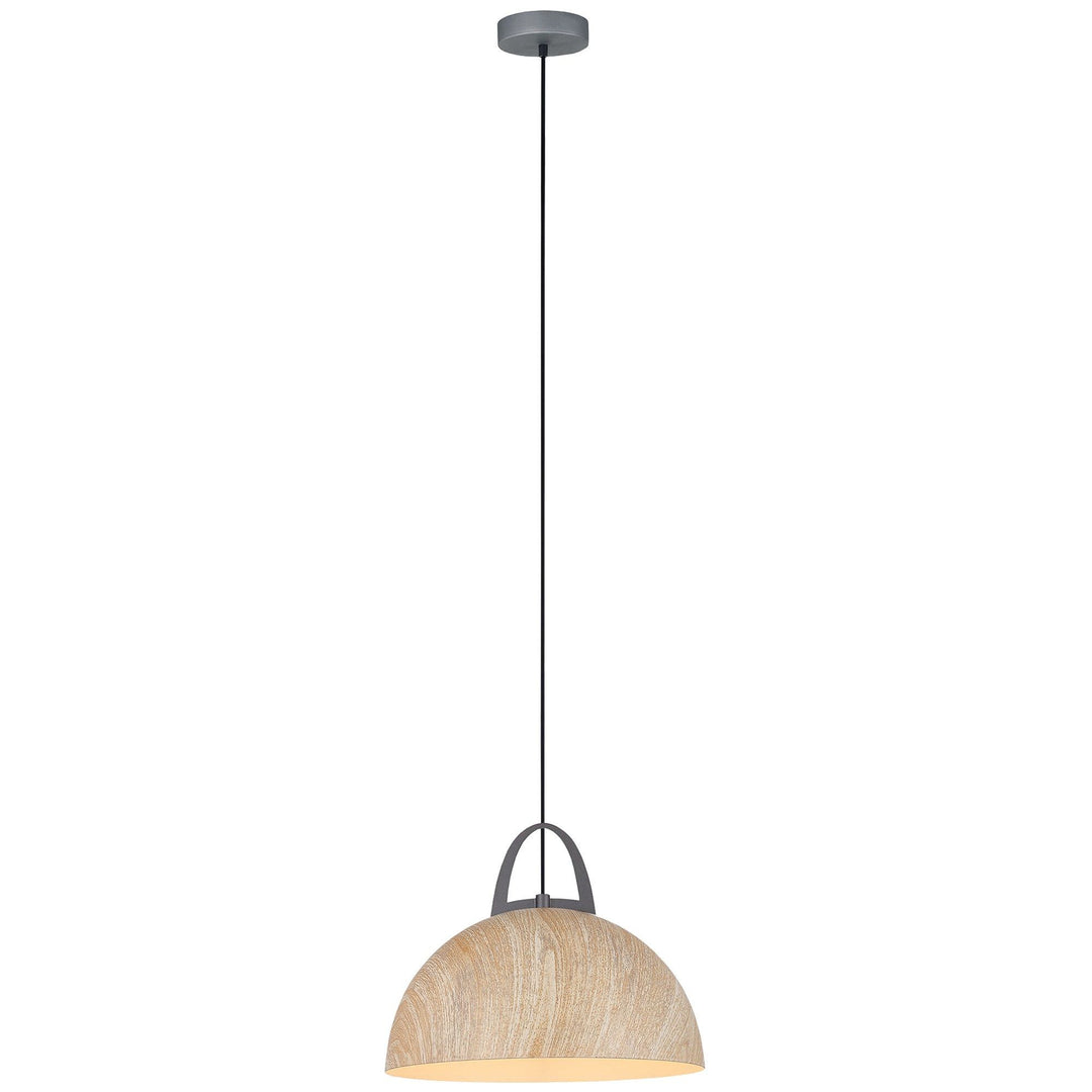 Legna Iron Pendant Light, Dome, Lime Washed Oak