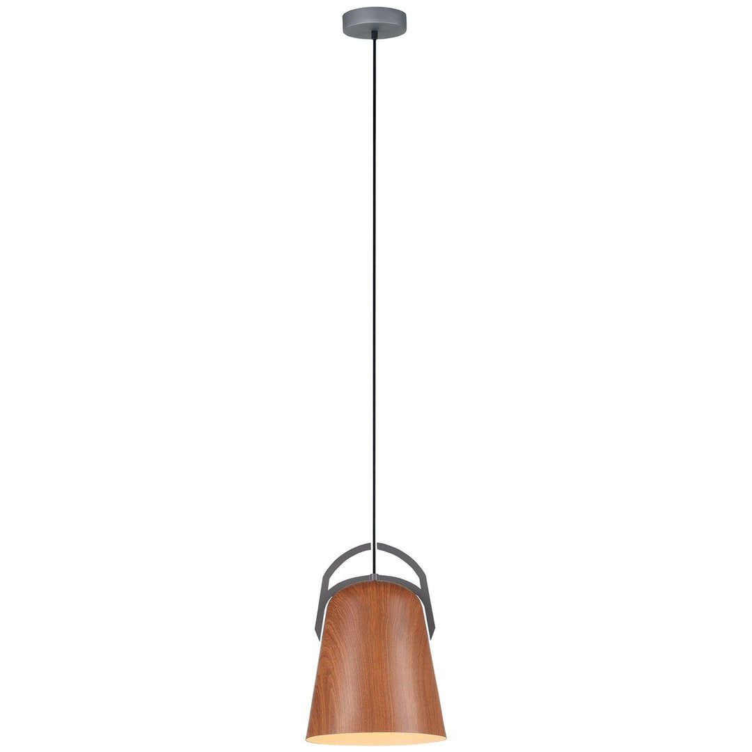 Legna Iron Pendant Light, Cone, Salem Oak