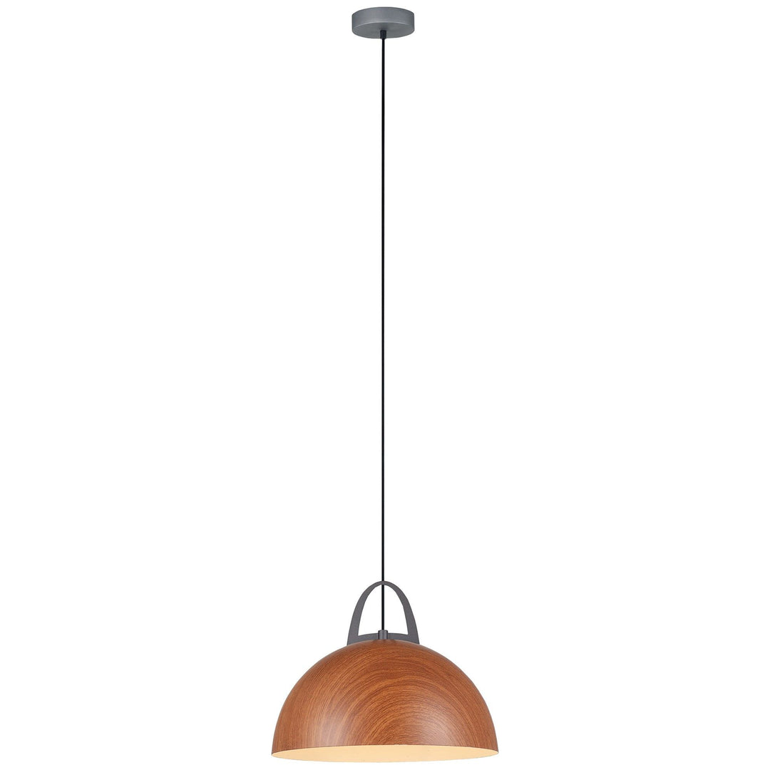 Legna Iron Pendant Light, Dome, Salem Oak