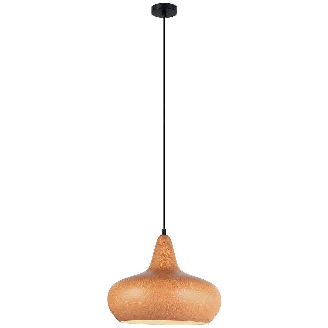 Ligna Metal Pendant Light, Tipped Dome, Golden Oak