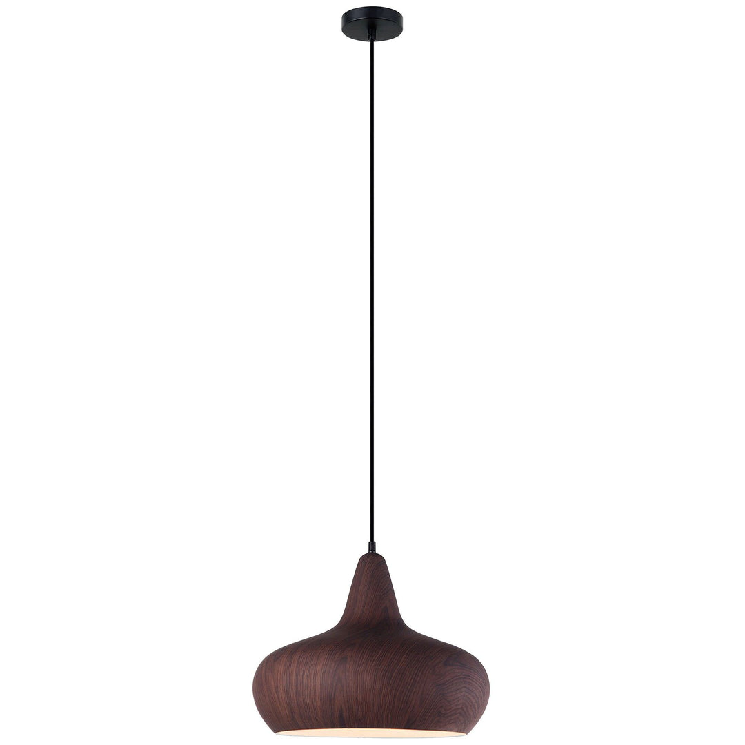 Ligna Metal Pendant Light, Tipped Dome, Dark Walnut