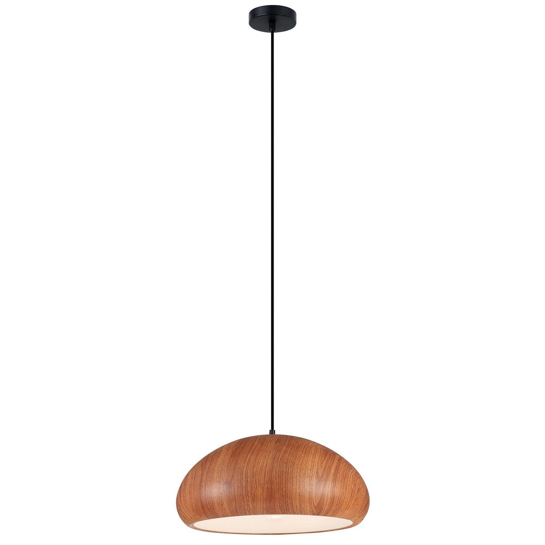 Ligna Metal Pendant Light, Dome, Cherrywood