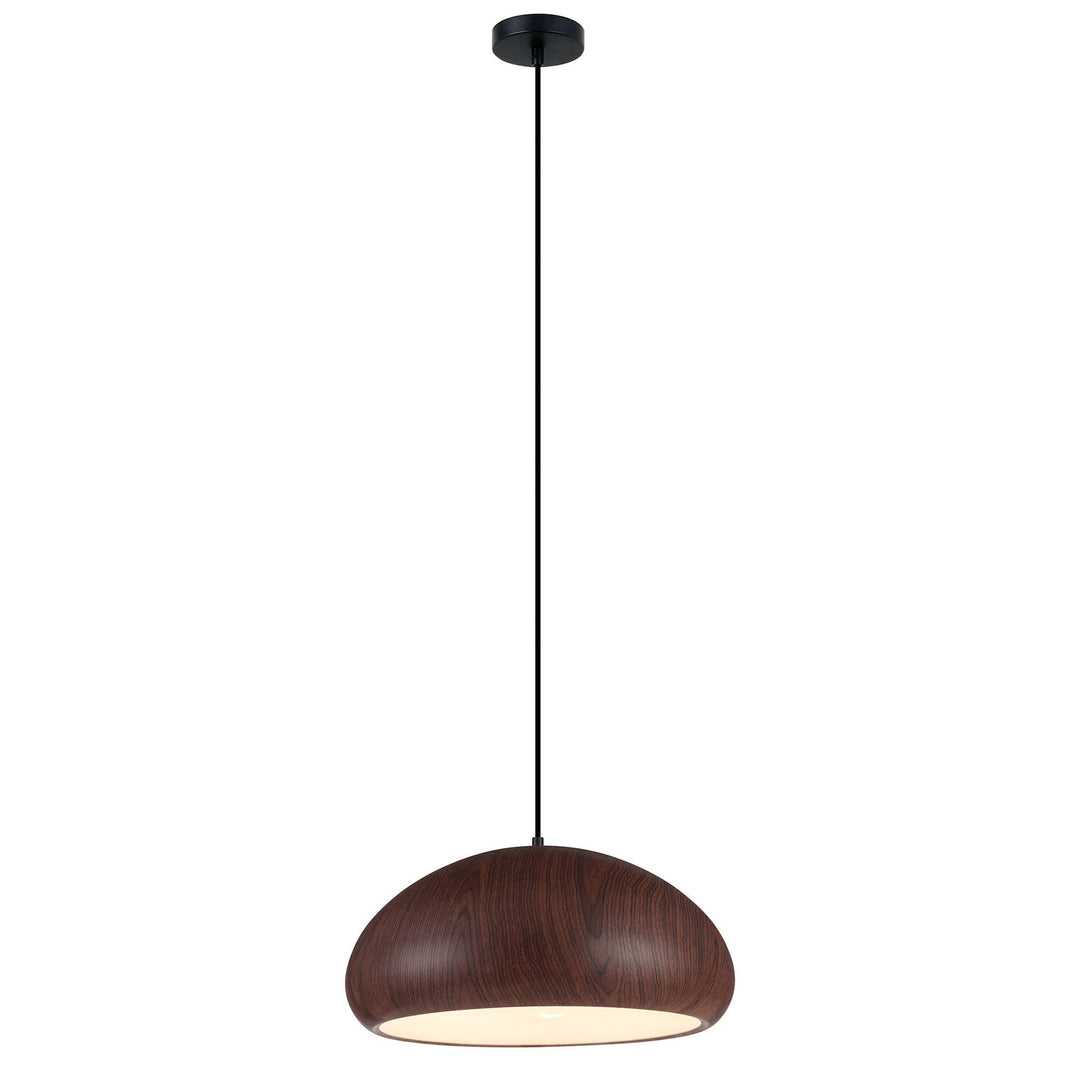 Ligna Metal Pendant Light, Dome, Dark Walnut