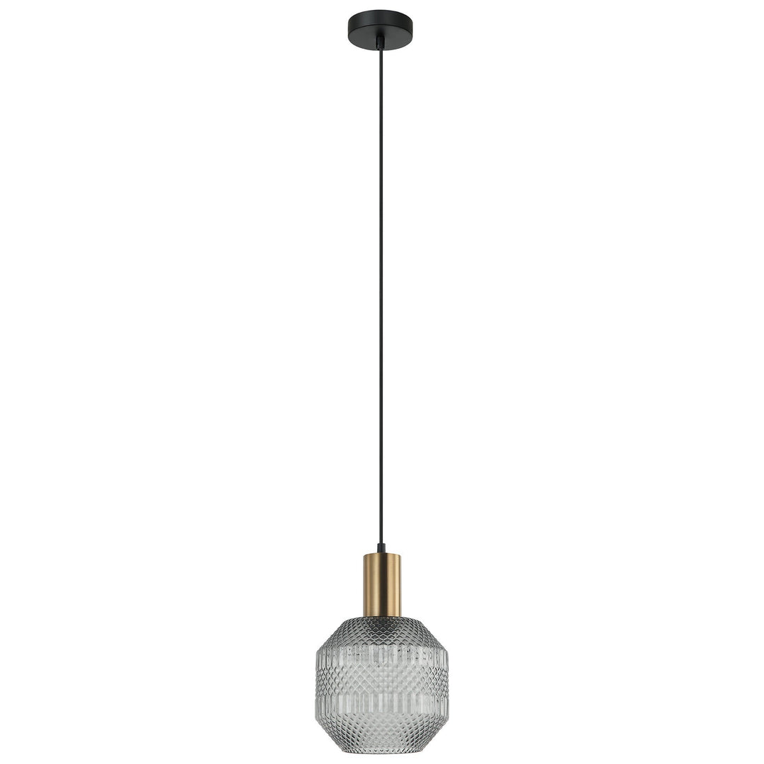 Maraca Glass Pendant Light, Antique Brass / Smoke