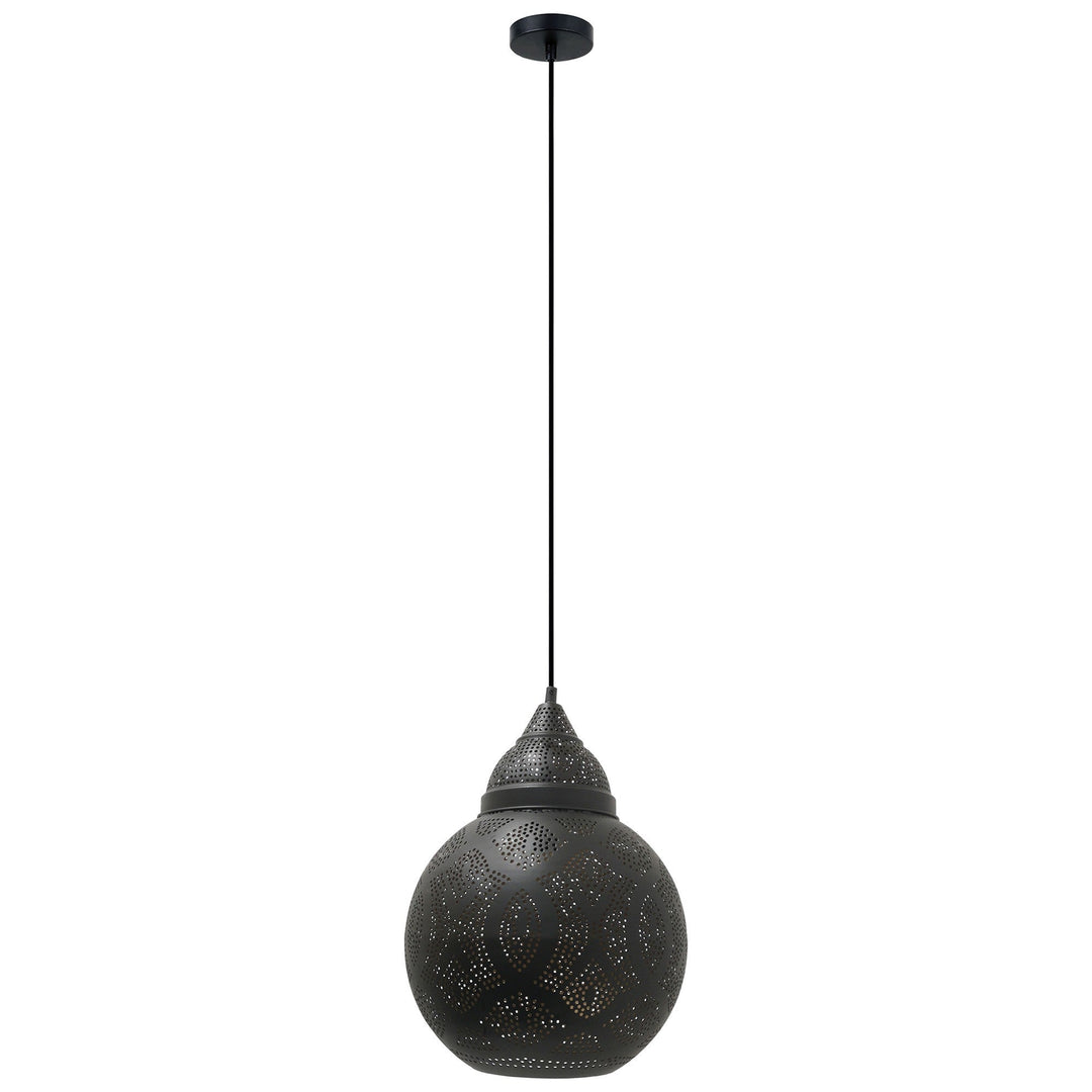 Marrakesh Iron Pendant Light, Bell, Black