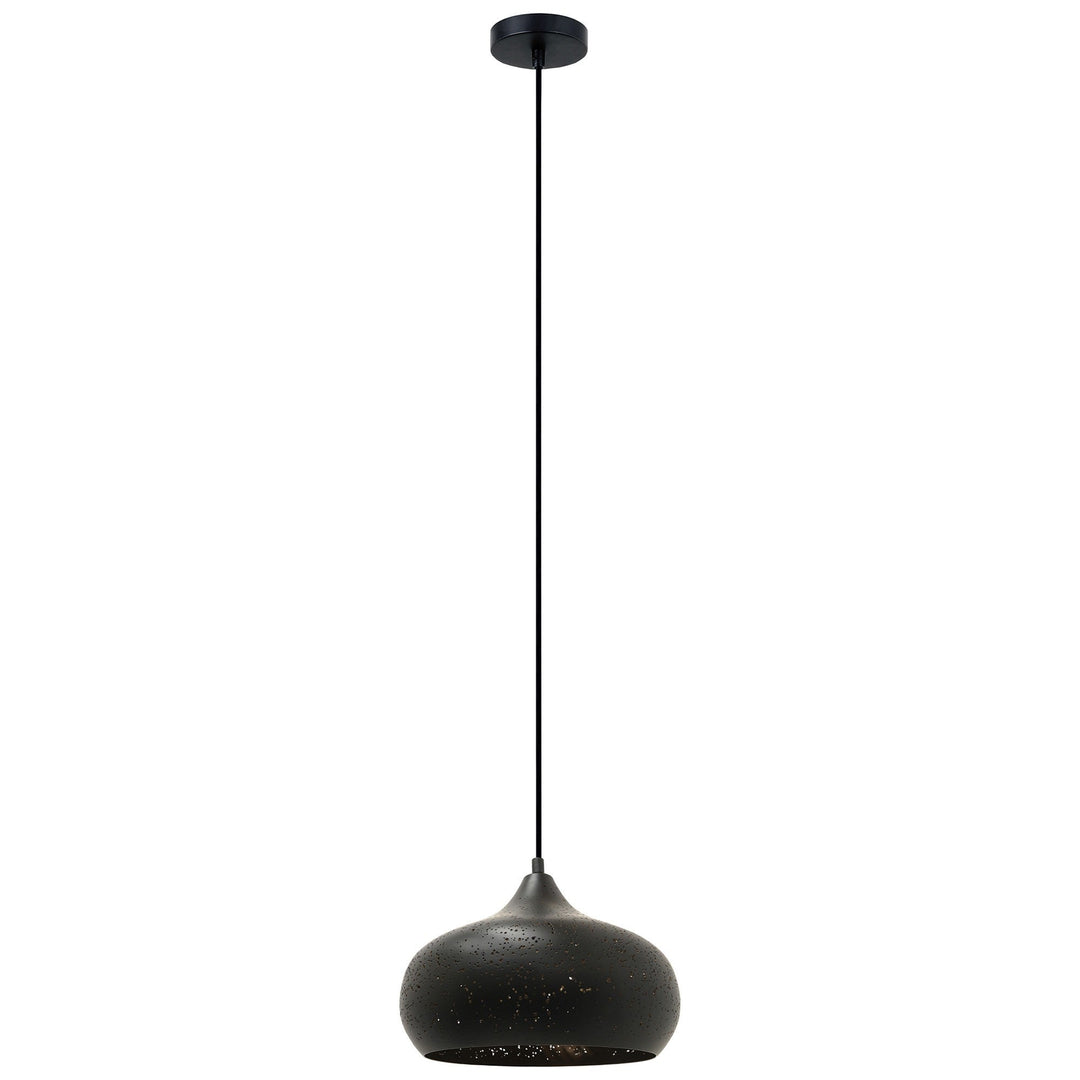 Marrakesh Iron Pendant Light, Champagne Glass, Black
