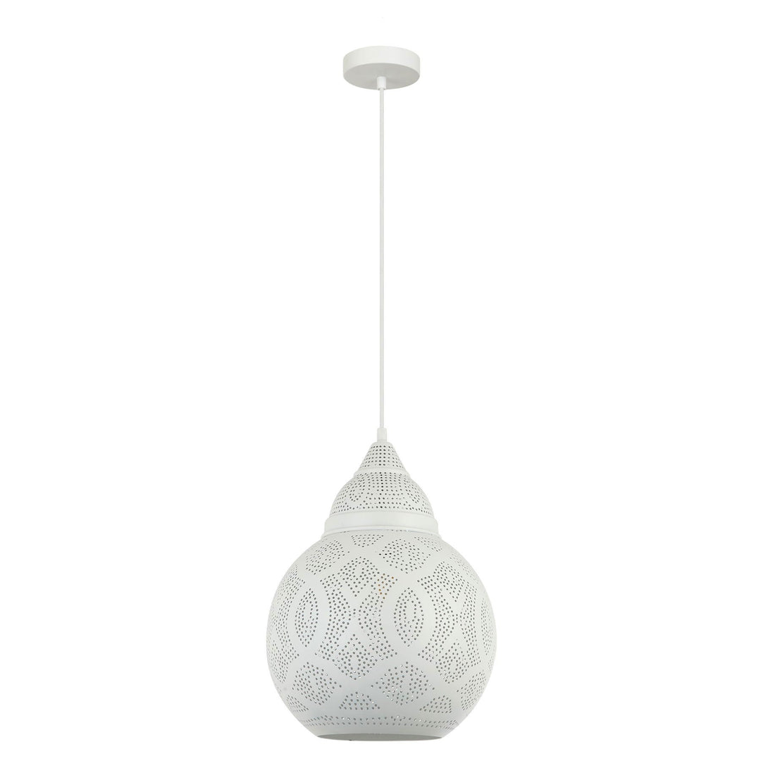 Marrakesh Iron Pendant Light, Bell, White