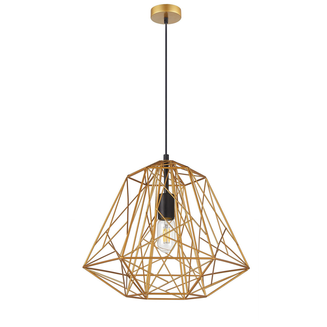 Marte Iron Cage Pendant Light, Gold