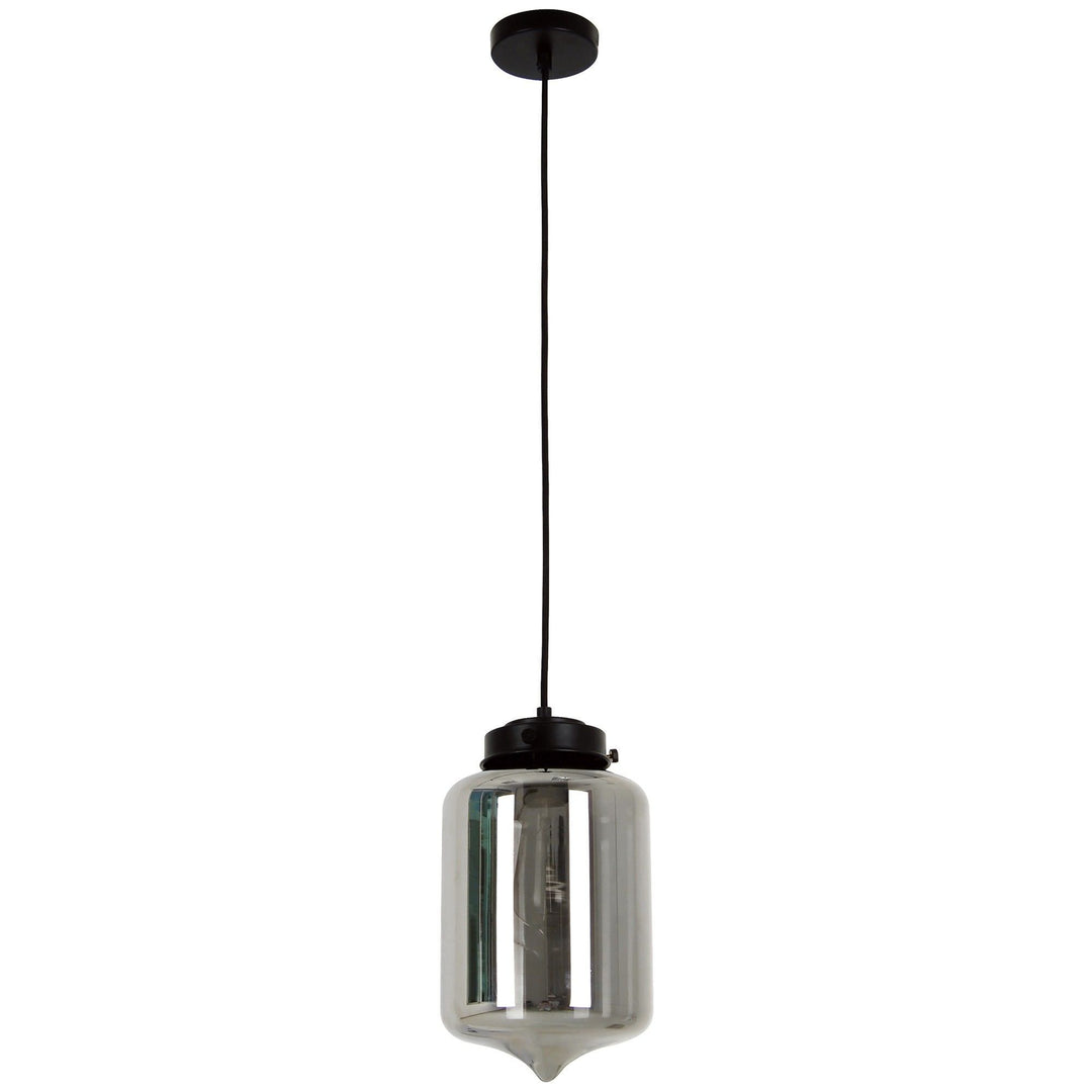 Mason Glass Pendant Light, Tipped, Smoke