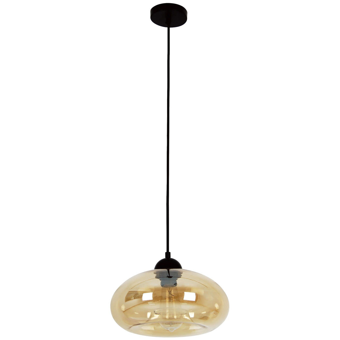 Mason Glass Pendant Light, Bubble, Amber