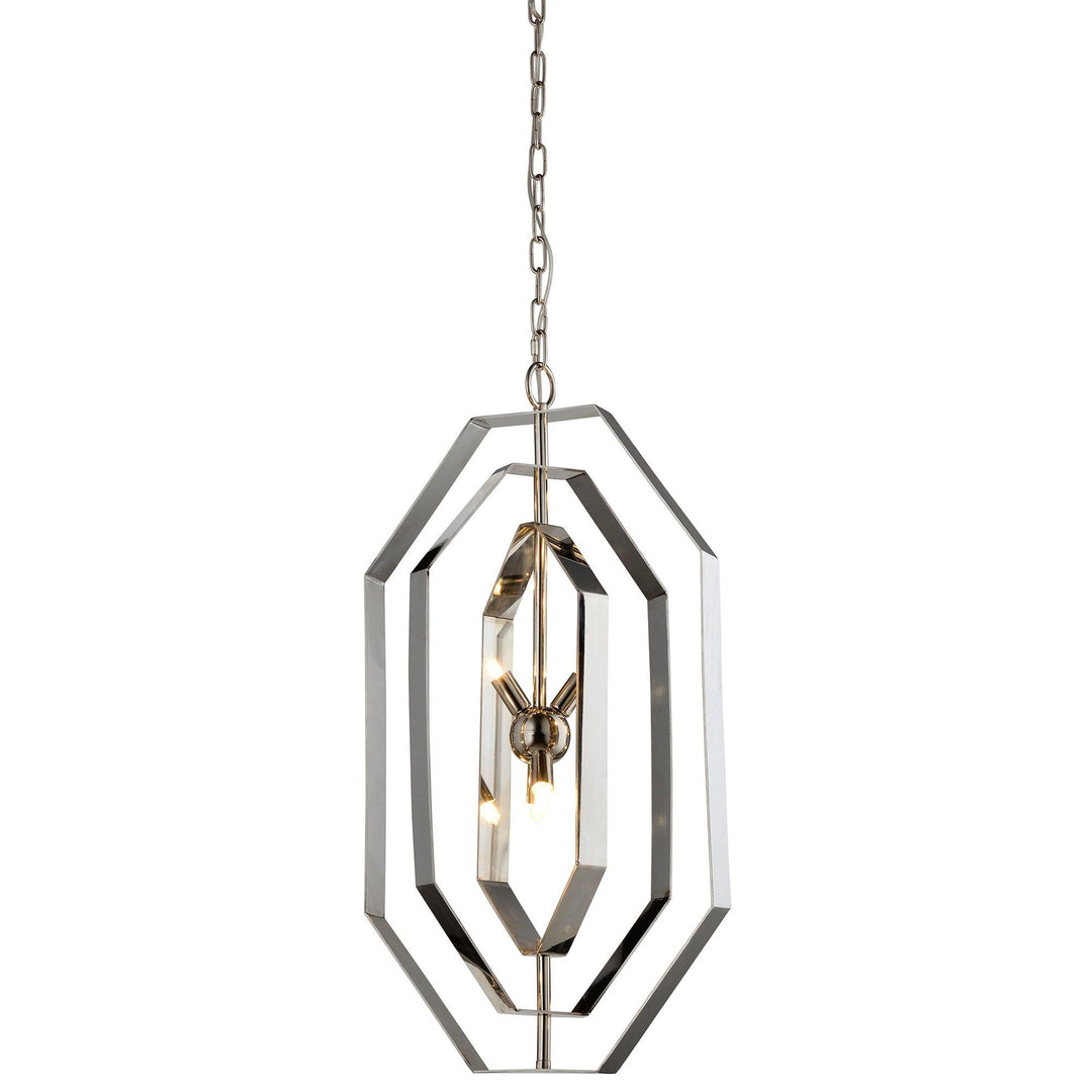Orbita Metal Hexagonal Pendant Light, Small, Silver