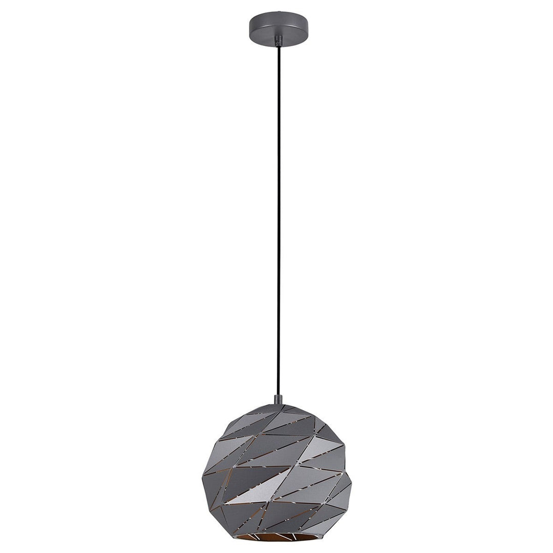 Origami Carved Iron Pendant Light, Small, Grey