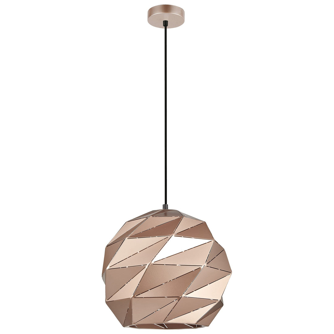 Origami Carved Iron Pendant Light, Large, Rose Gold