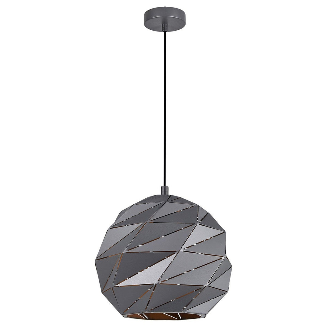 Origami Carved Iron Pendant Light, Large, Grey