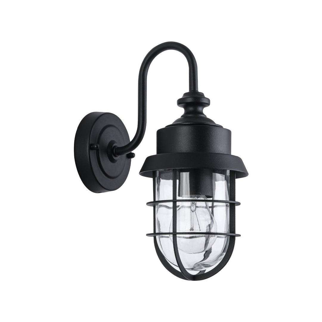 Parol IP44 Metal & Glass Exterior Wall Light, Black