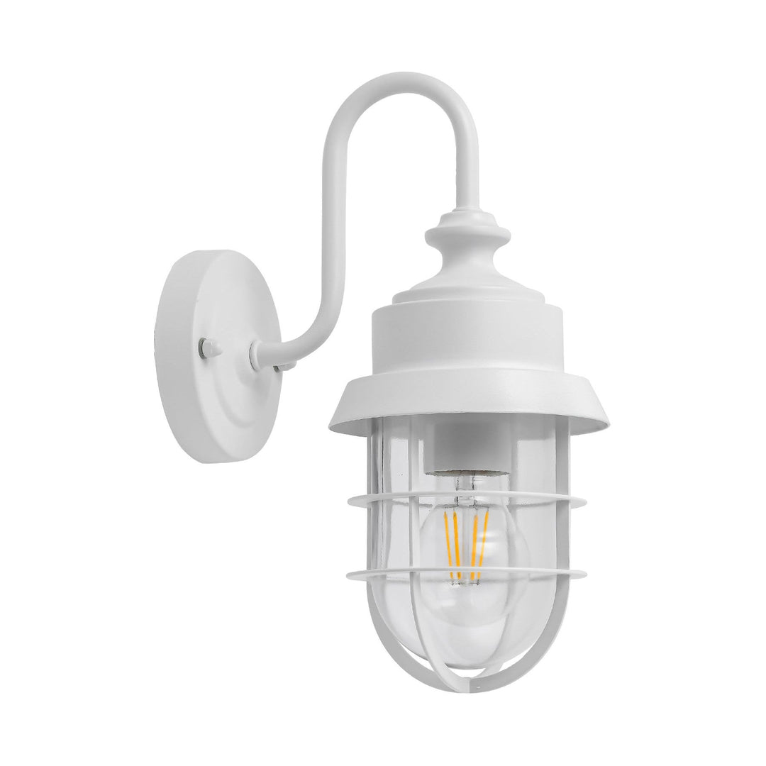 Parol IP44 Metal & Glass Exterior Wall Light, White