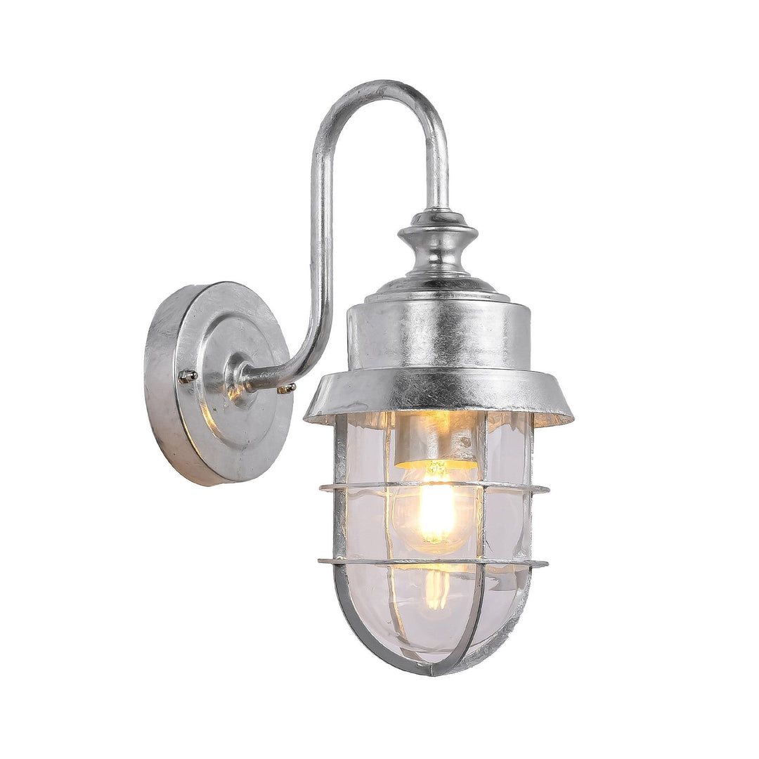 Parol IP44 Metal & Glass Exterior Wall Light, Silver