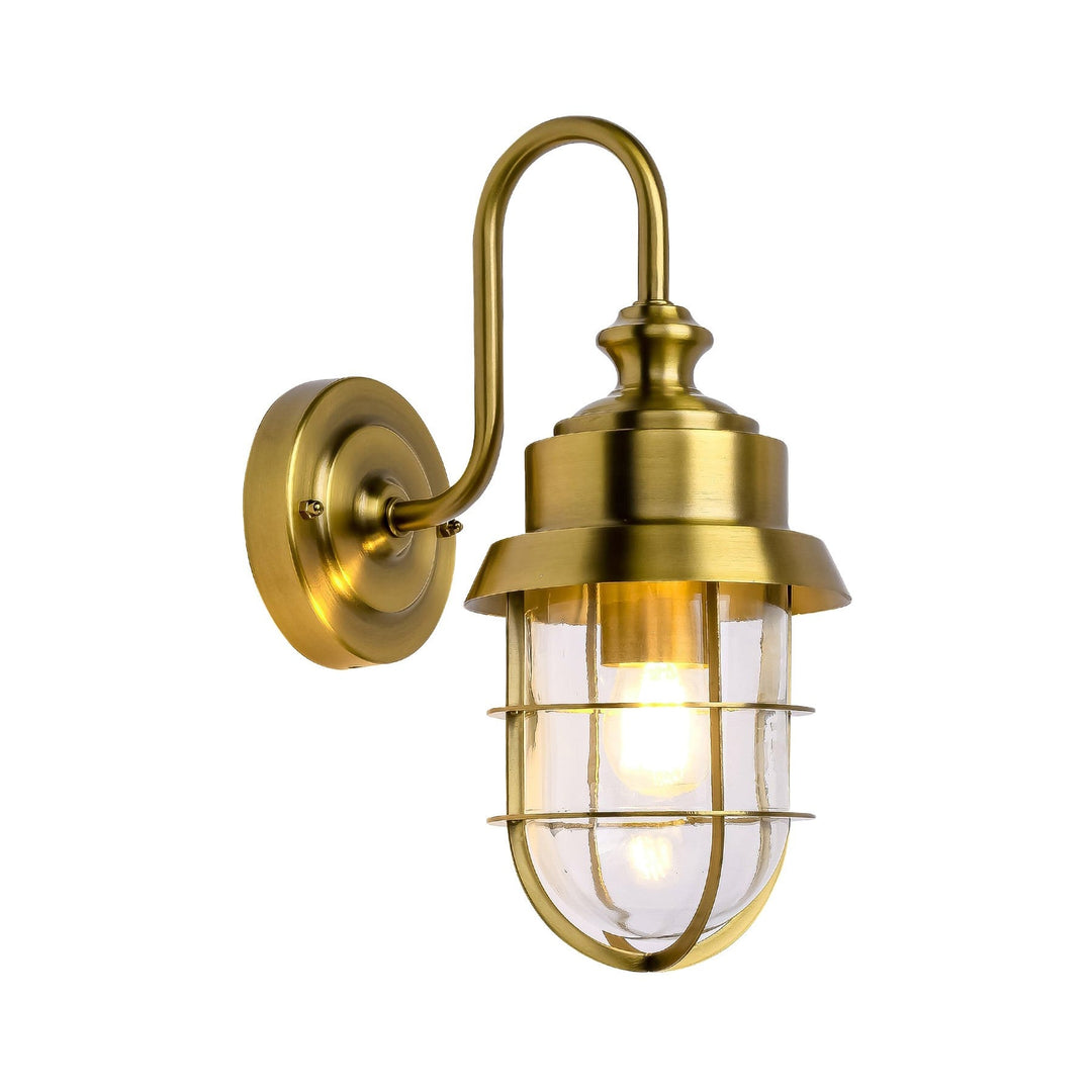 Parol IP44 Metal & Glass Exterior Wall Light, Brass