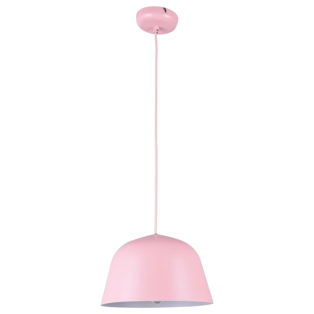 Pastel Iron Pendant Light, Angled Dome, Matt Pink