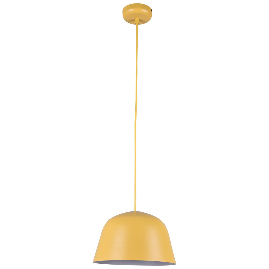Pastel Iron Pendant Light, Angled Dome, Matt Yellow