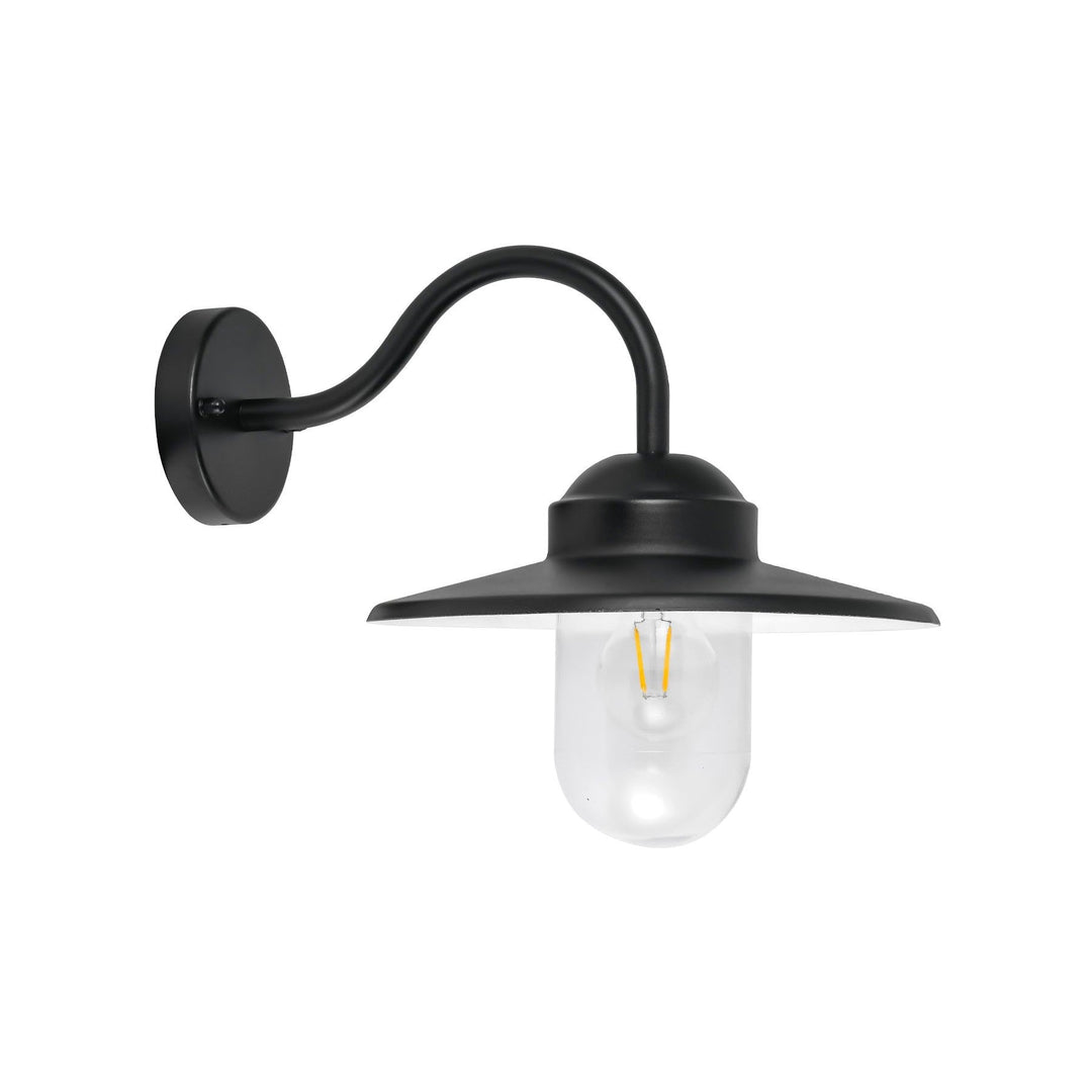 Payong IP44 Metal & Glass Exterior Wall Light, Black