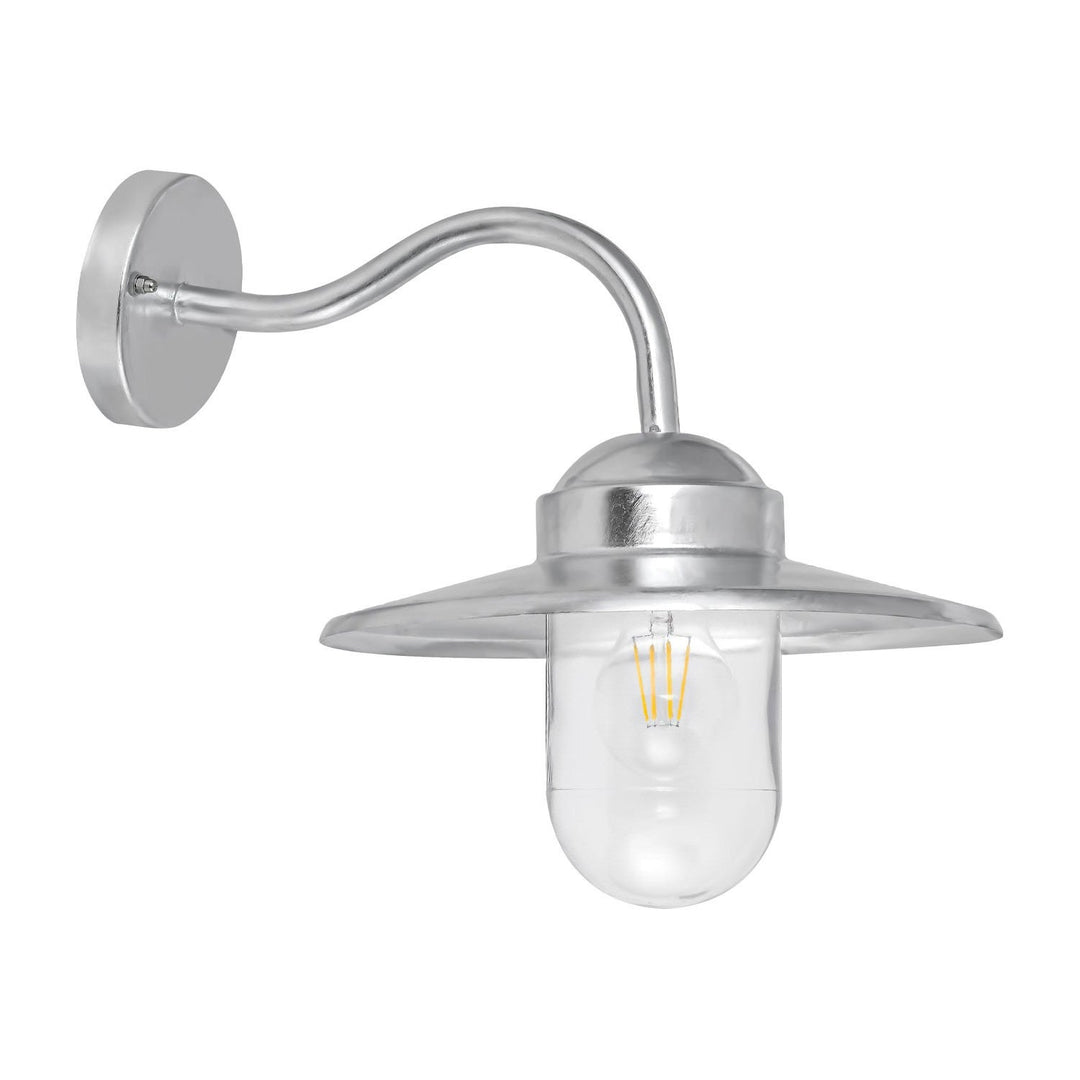 Payong IP44 Metal & Glass Exterior Wall Light, Silver