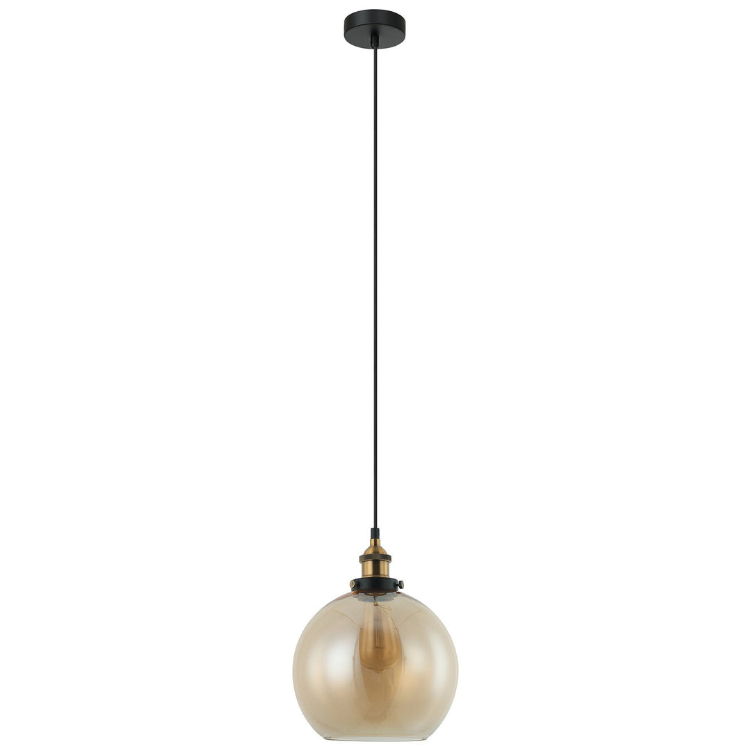 Pesini Glass Pendant Light, Antique Brass / Amber