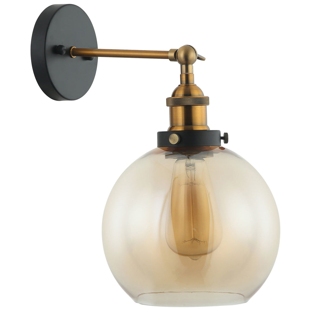 Pesini Glass Wall Light, Antique Brass / Amber