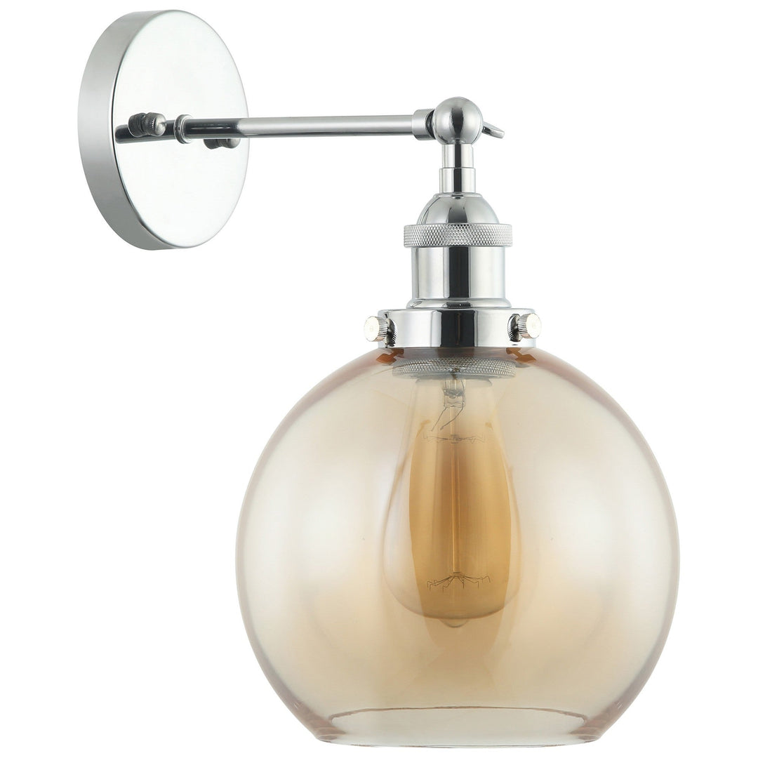 Pesini Glass Wall Light, Chrome / Amber