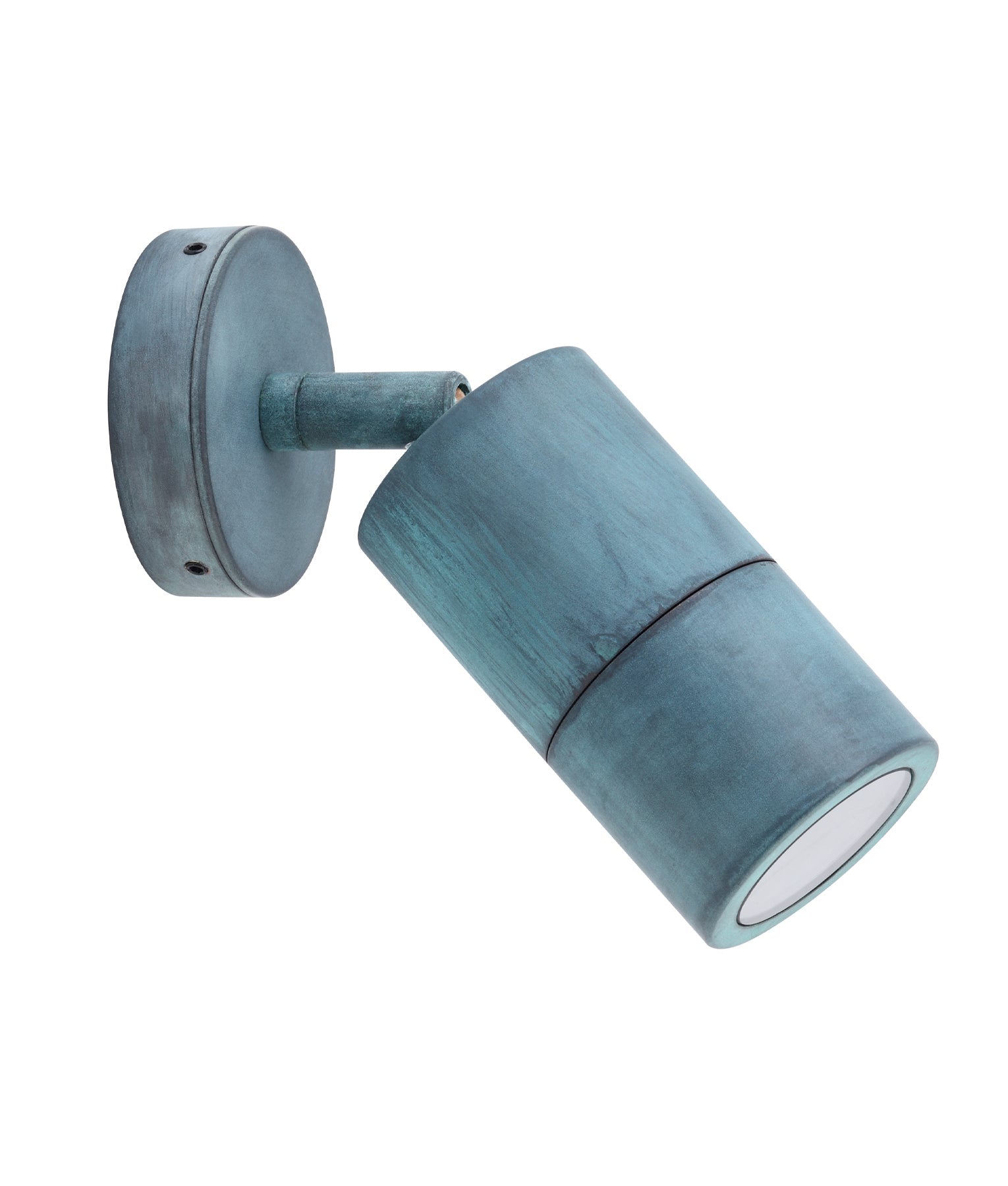 CLA GU10 Exterior Single Pillar Spot Wall Light – Green Patina