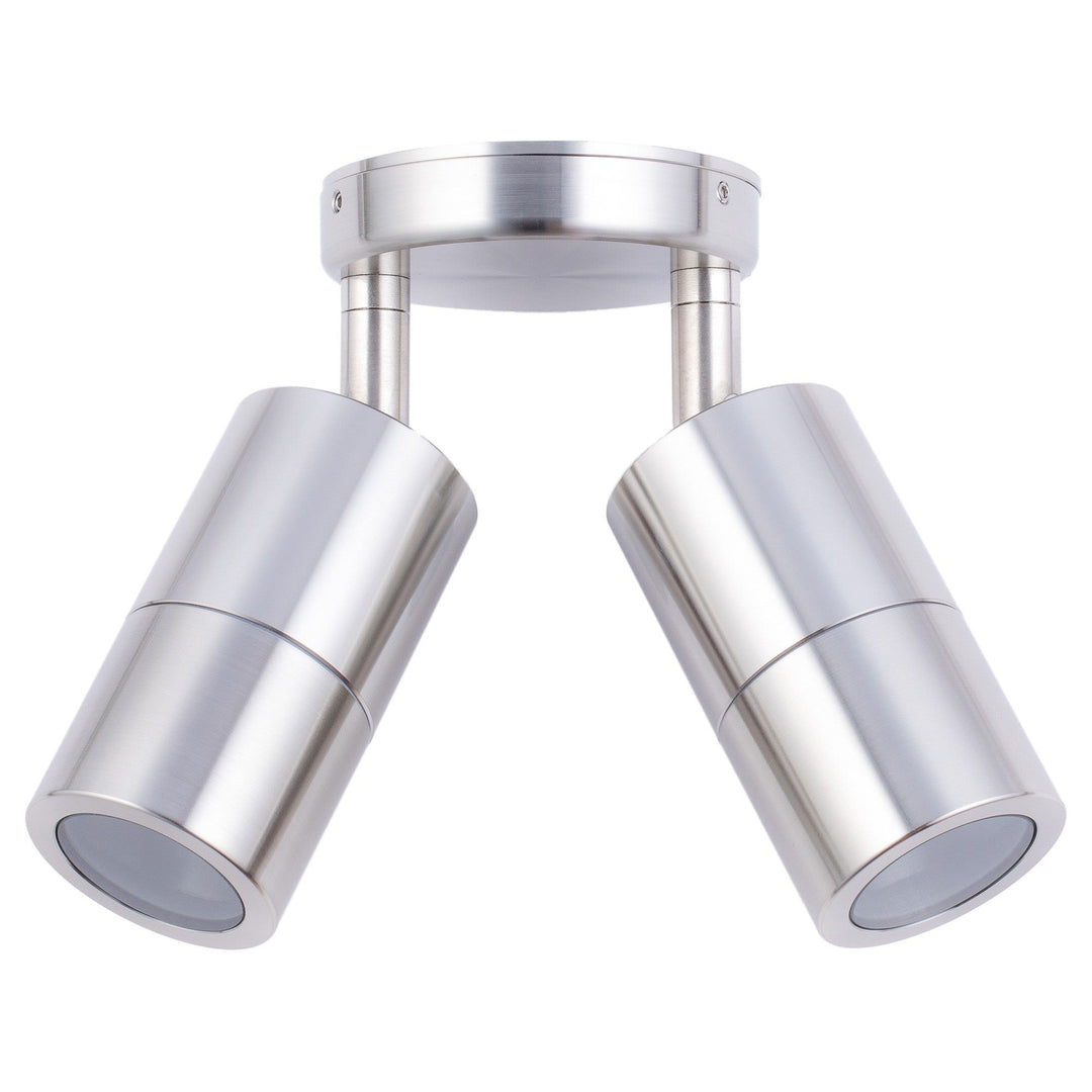 Roslin IP65 Exterior Double Adjustable Wall Light, GU10, Stainless Steel