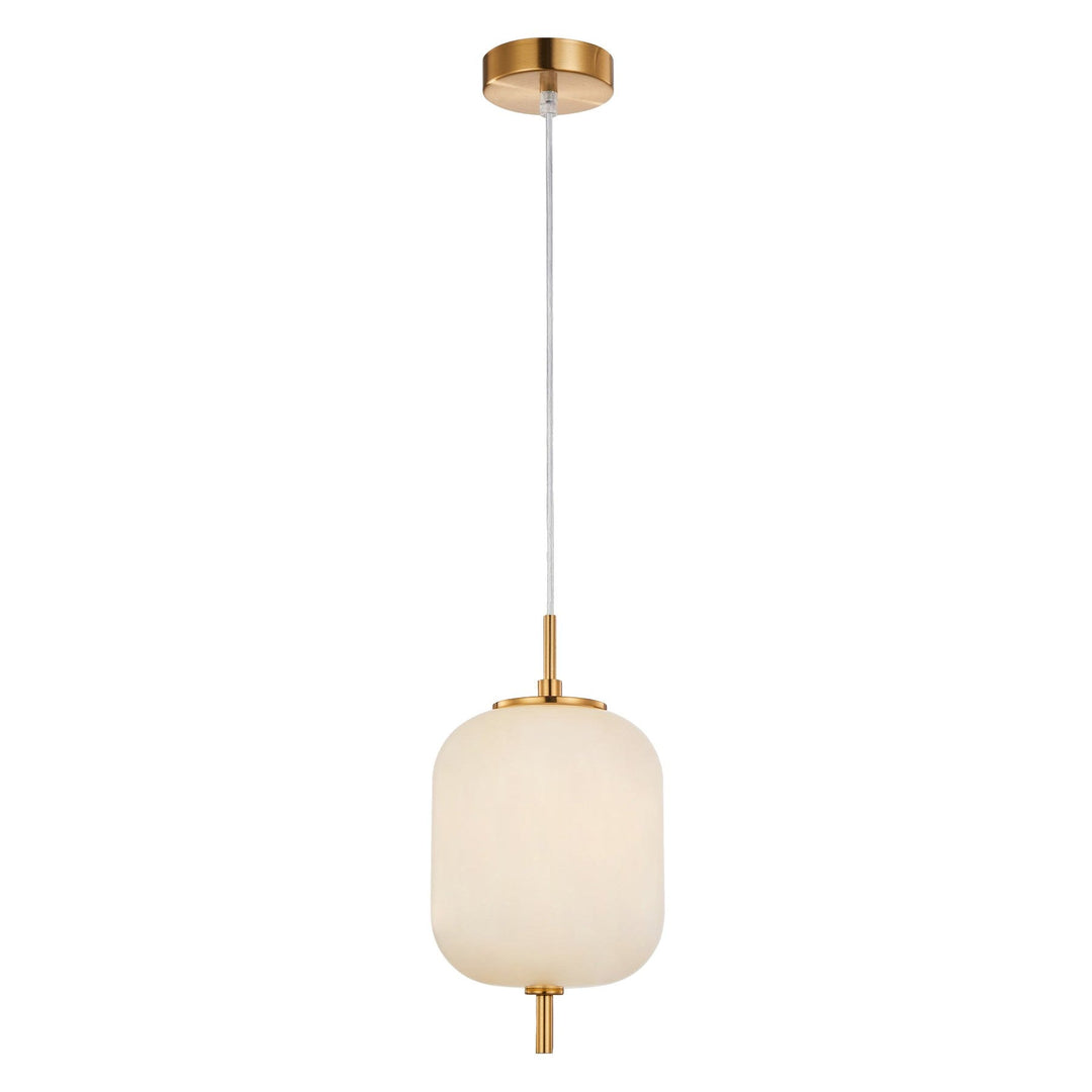 Pino Glass & Iron Pendant Light, Jar, Opal / Brass