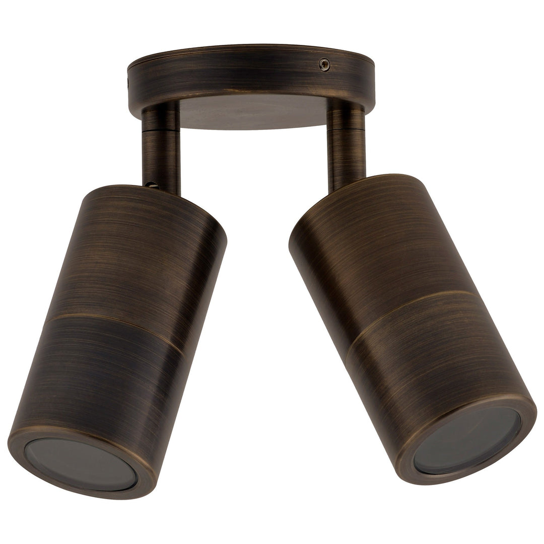 Roslin IP65 Exterior Double Adjustable Wall Light, MR16, Antique Brass
