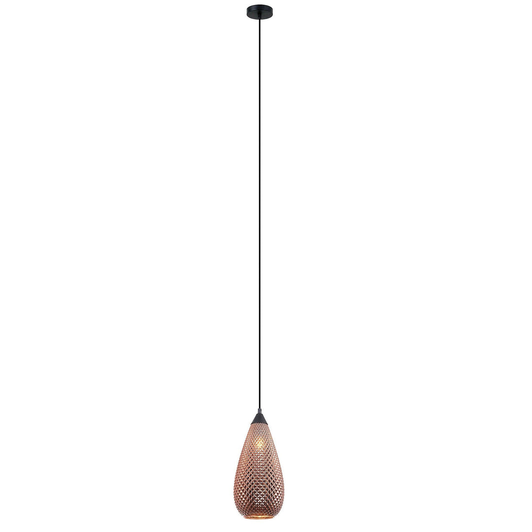 Rictus Glass Pendant Light, Tear Drop, Copper