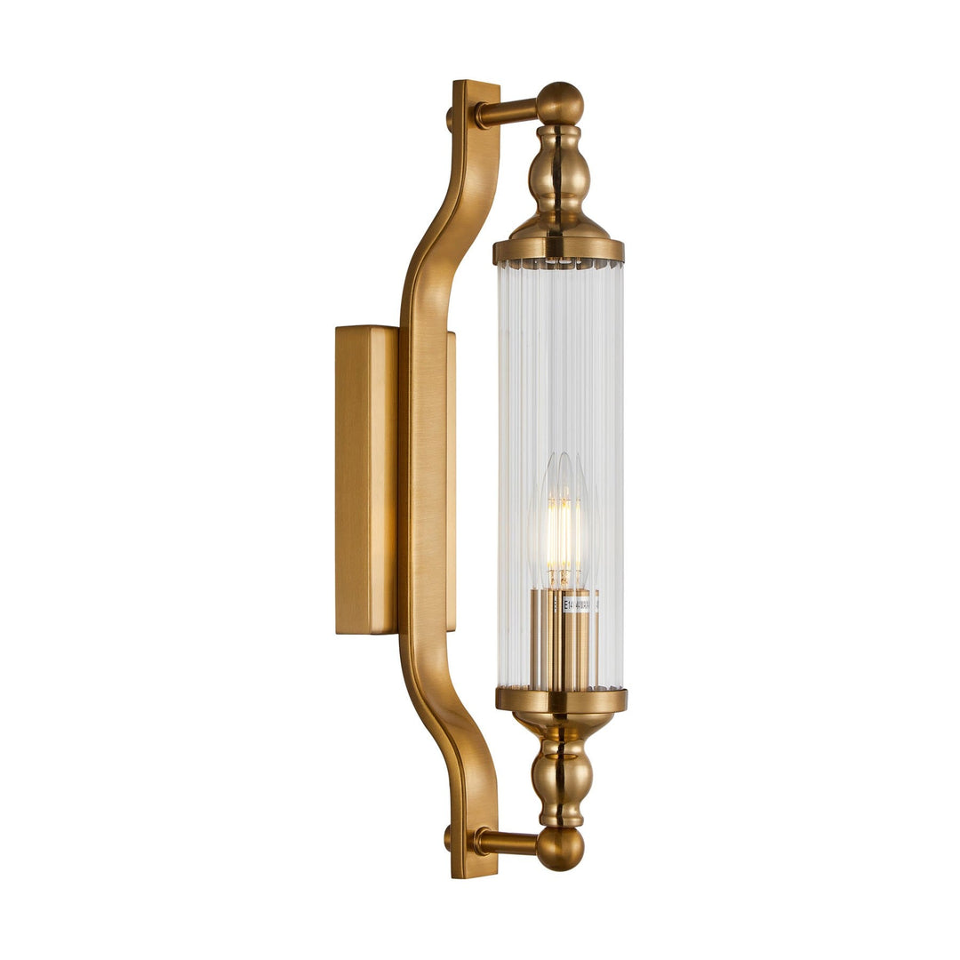 Rodillo Glass & Iron Wall Light, Antique Brass