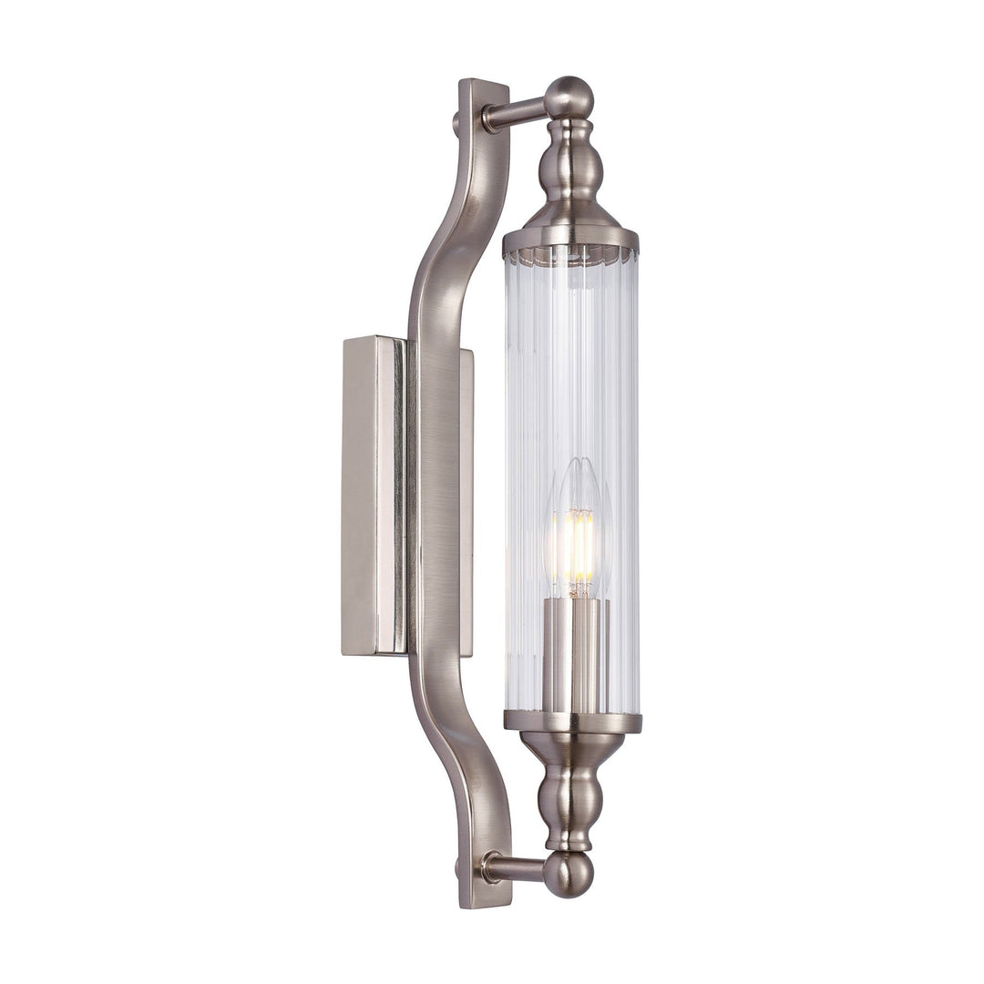 Rodillo Glass & Iron Wall Light, Satin Chrome