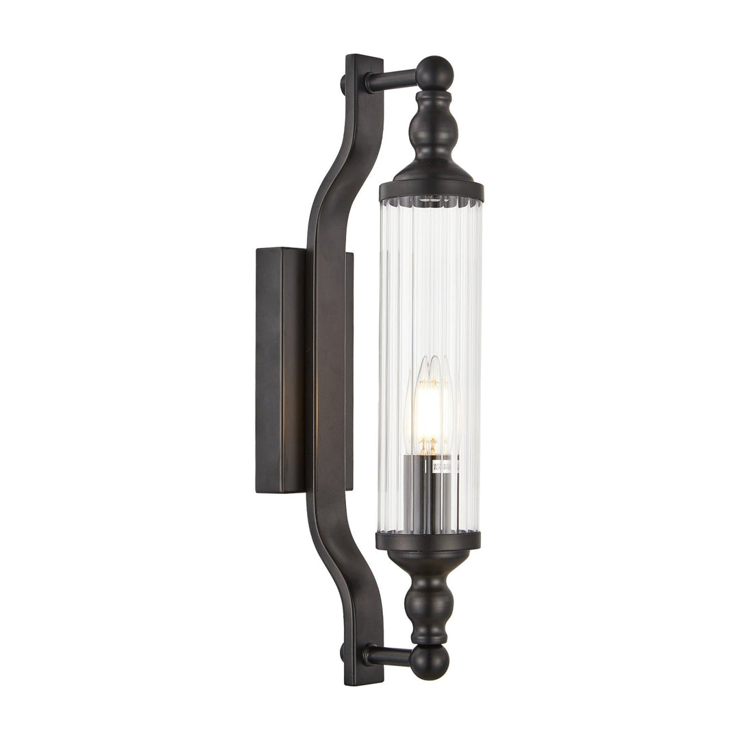 Rodillo Glass & Iron Wall Light, Black