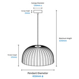 Rachis Modern Minimalist Fluted Dome Pendant - Dubbo Lighting Centre