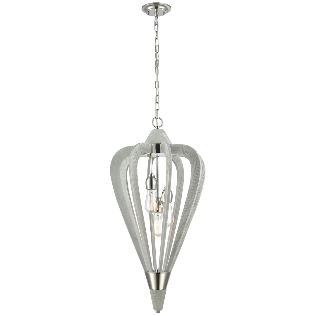 Senorita Wooden Frame Pendant Light, Medium, Pale Grey