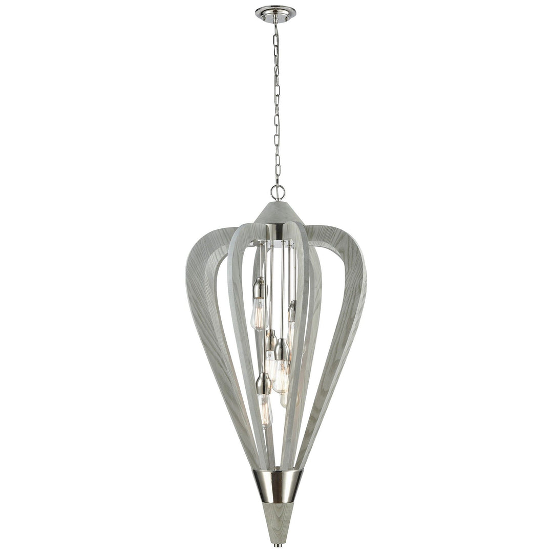 Senorita Wooden Frame Pendant Light, Large, Pale Grey