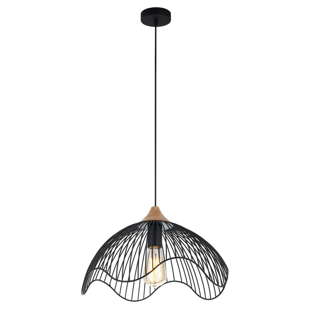 Spiaggia Iron Wire Pendant Light, Wide, Black
