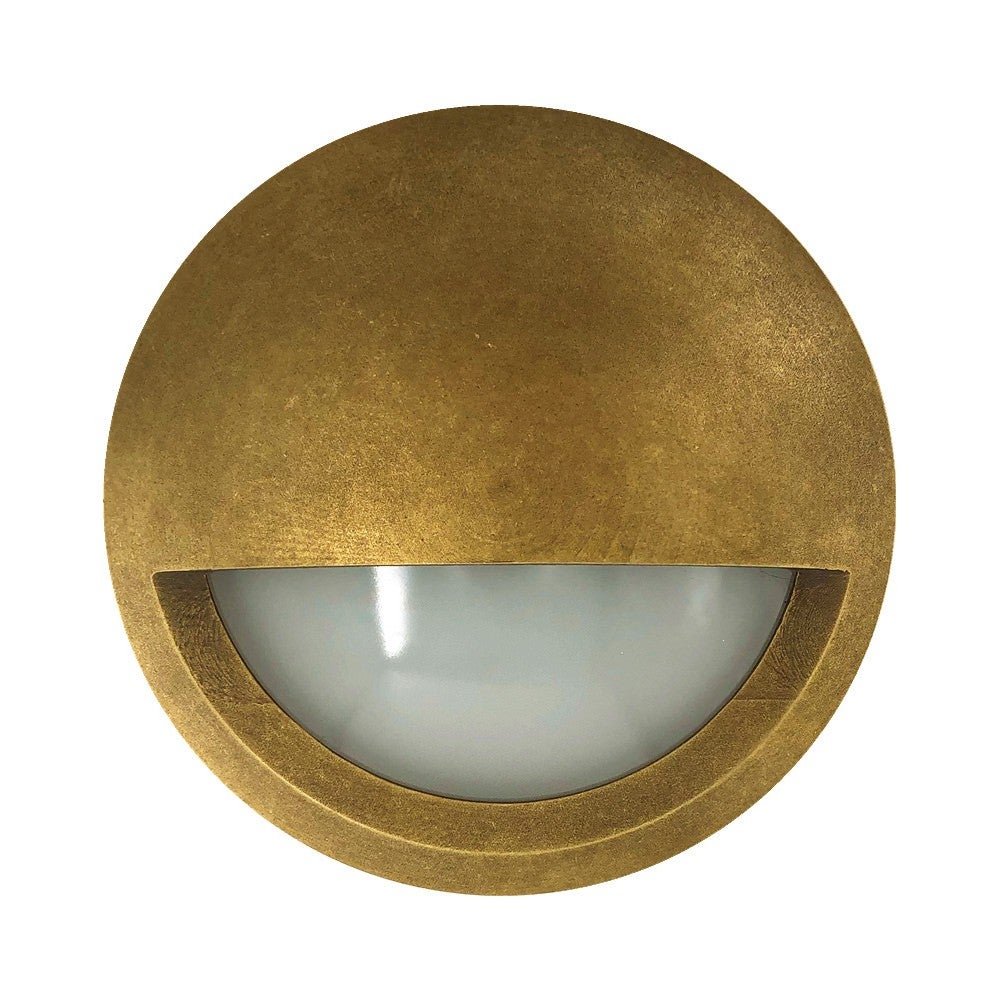 Pala IP65 Exterior LED Surface Mounted Eyelid Step Light, 240V, Antique Brass