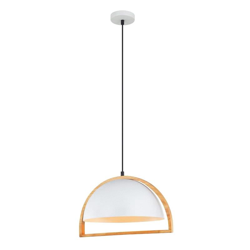 Swing Iron & Wood Pendant Light, Dome, White