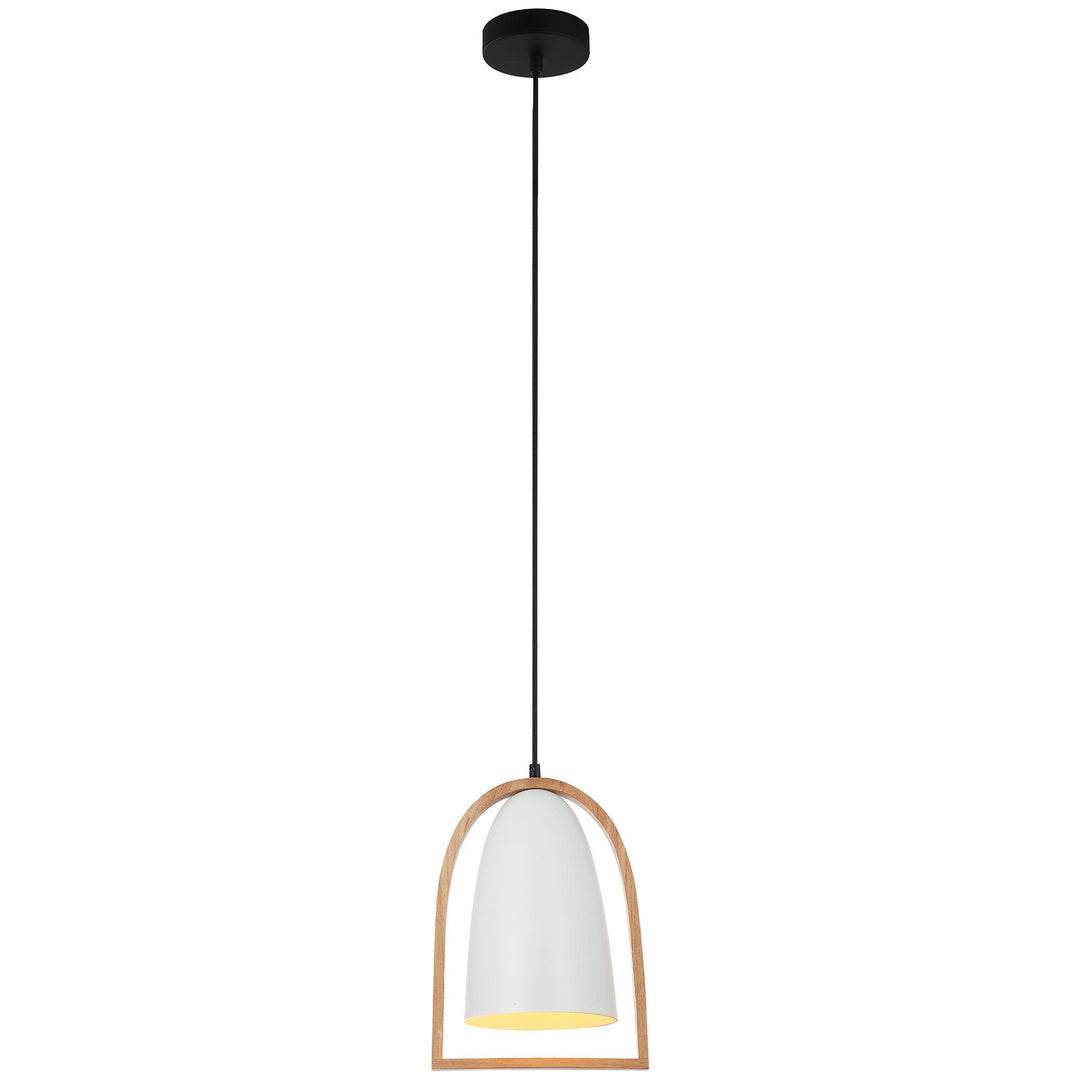 Swing Iron & Wood Pendant Light, Cone, White