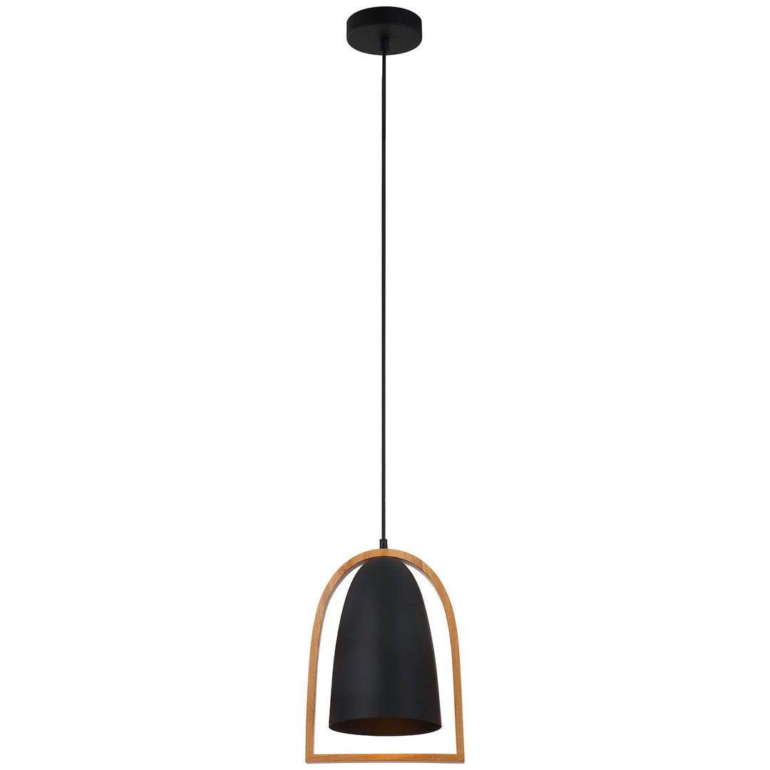 Swing Iron & Wood Pendant Light, Cone, Black