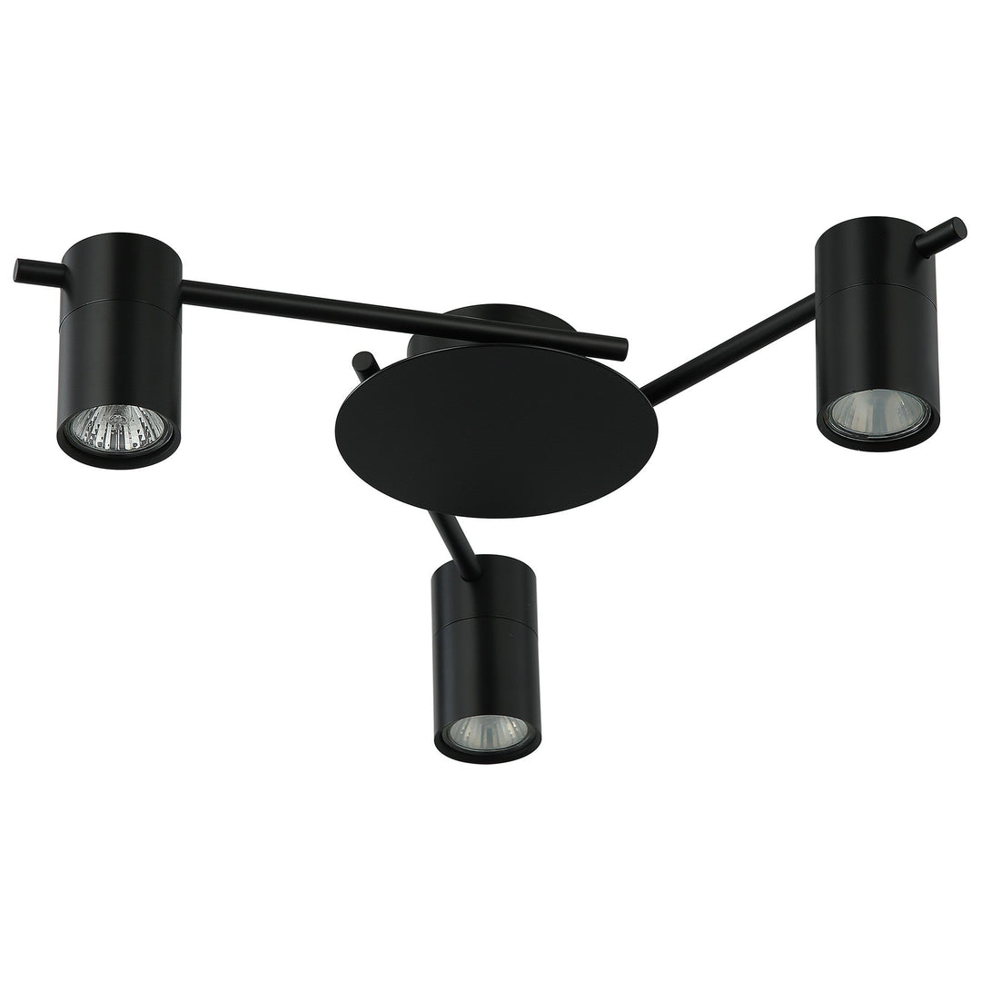 Tache Aluminium Batten Fix Ceiling Light, 3 Light, Black