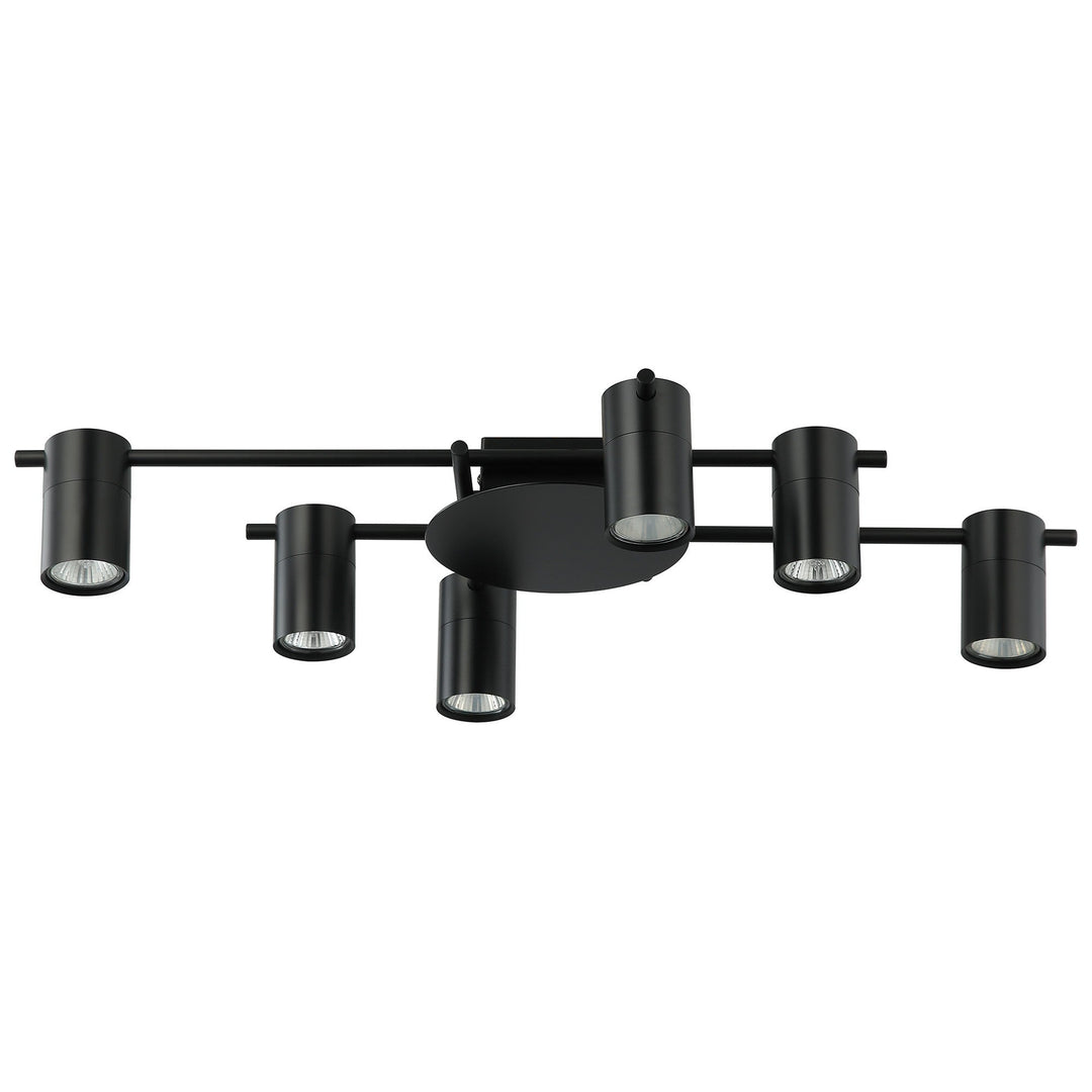 Tache Aluminium Batten Fix Ceiling Light, 6 Light, Black