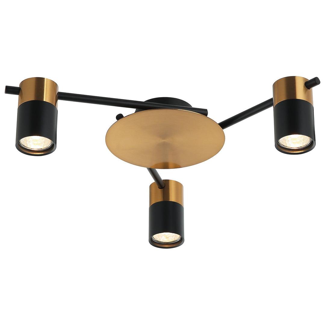 Tache Aluminium Batten Fix Ceiling Light, 3 Light, Antique Brass / Black